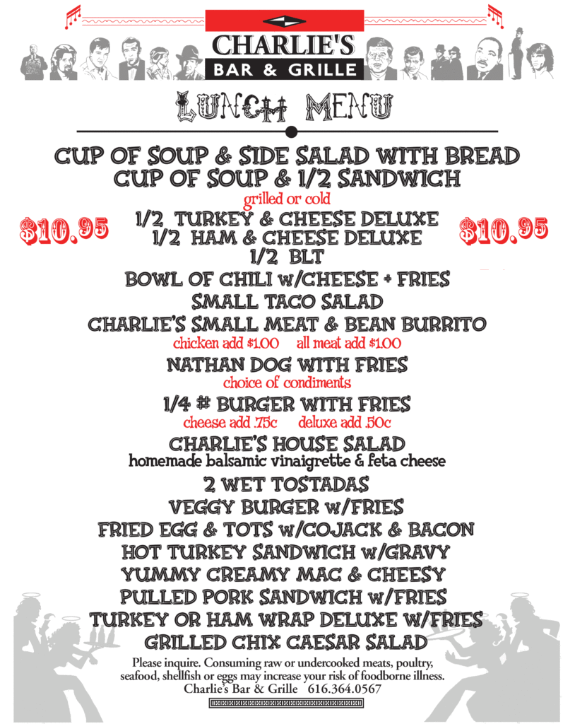 charlies bar and grille lunch menu